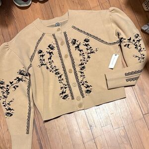 By Anthropologie Sculpted Puff Sleeve Cardigan size M